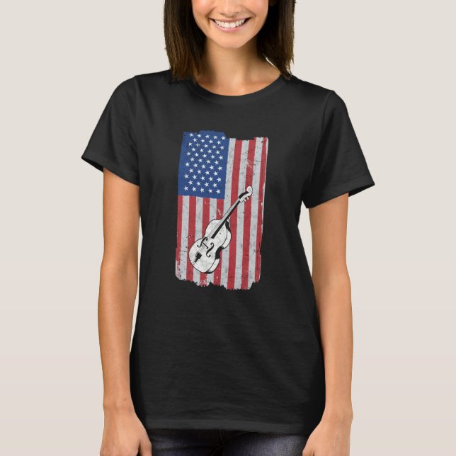 Camiseta Cello USA Flag Cello Player Cellist (Frente)