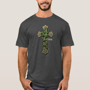 Camiseta Celta Cross Faith & Fortune Shamrock Design