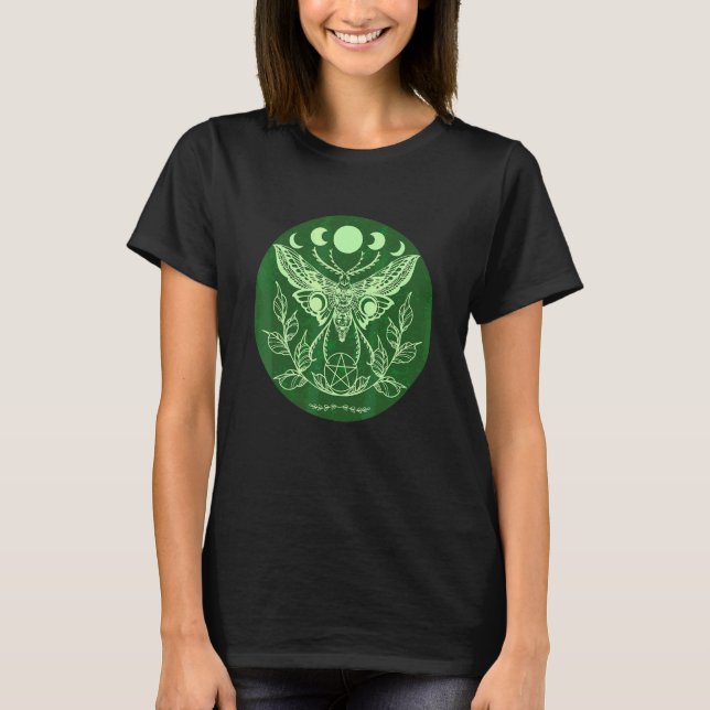 Camiseta Celta Wicca Ostara Oculto Lua Mariposa (Frente)
