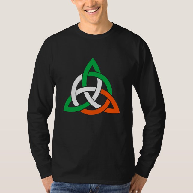Camiseta Celtic Cross Trinity Knot Triquetra Irish Flag Poc (Frente)