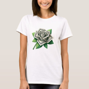Camiseta cem dólares de origami rosa art