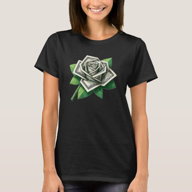 Camiseta cem dólares de origami rosa art (Frente)