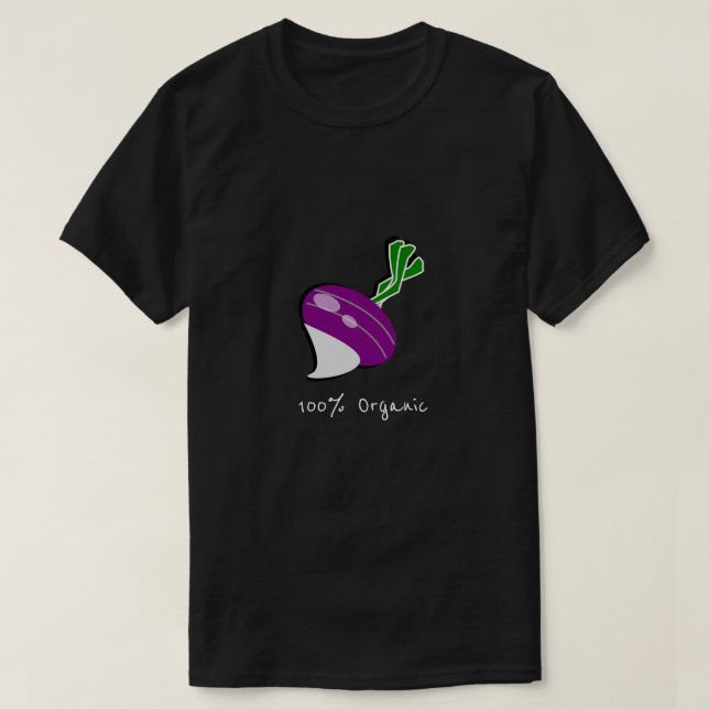 Camiseta Cem por cento de slogan orgânico com nabo (Frente do Design)