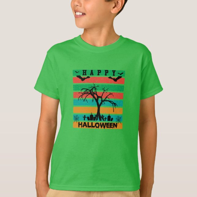 Camiseta Cemitério de distribuição multicores com morcegos  (Frente)