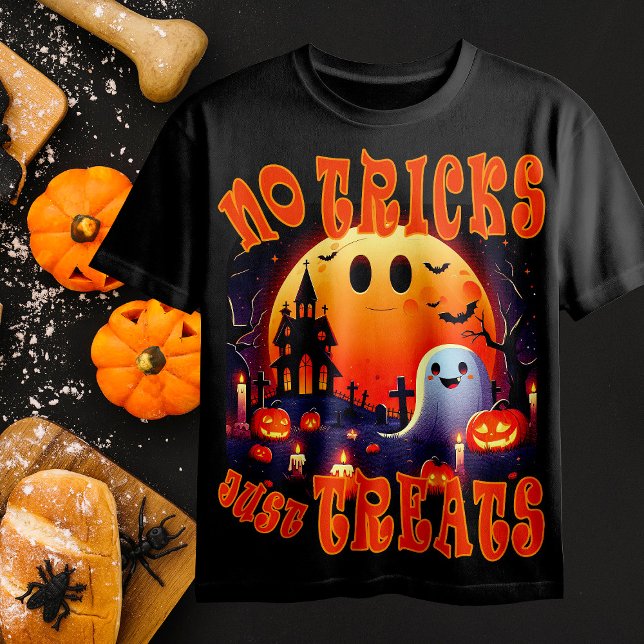 Camiseta Cemitério de Halloween com Ghost feliz e fofo (Criador carregado)