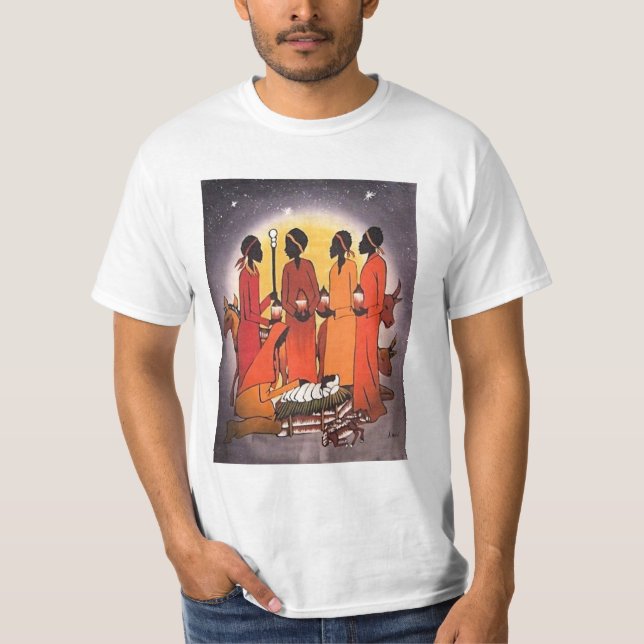 Camiseta Cena africana da natividade do Natal (Frente)