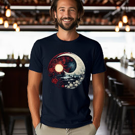 Camiseta Cena ao luar iluminada pela lua com flores
