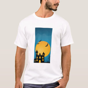 Camiseta Cena Assustadora de Castelo Assombrado no Hallowee