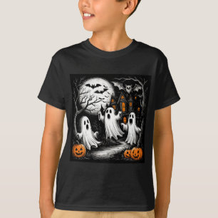 Camiseta Cena Assustadora de Halloween com Fantasmas