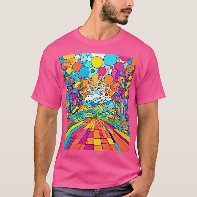 Camiseta Cena Colorida do Parque dos Cartoons (Frente)