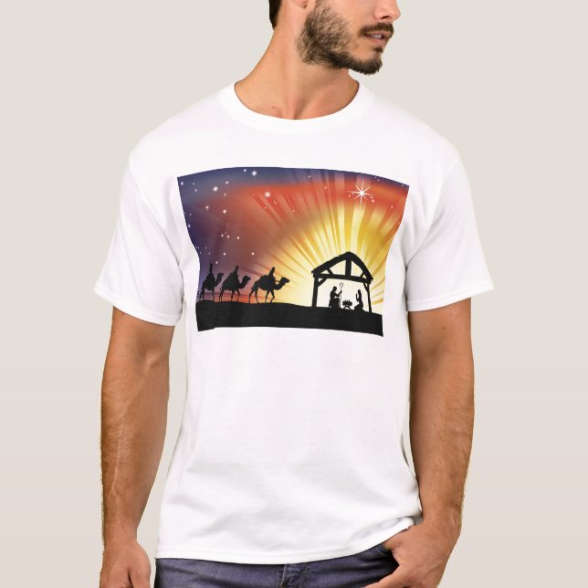 Camiseta Cena cristã da natividade do Natal (Frente)