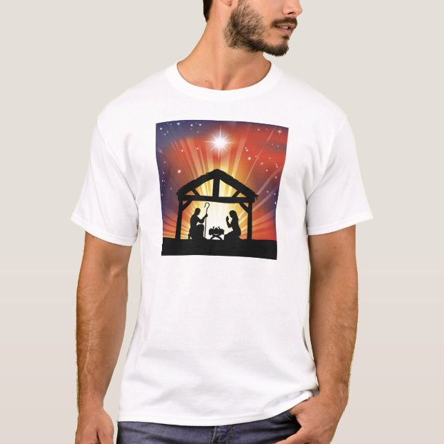 Camiseta Cena cristã tradicional da natividade do Natal (Frente)