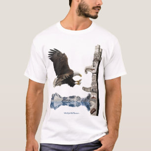 Camiseta Cena da águia americana, do Totem pólo & da