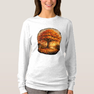 Camiseta Cena da Árvore Brilhante no Lago de Outono