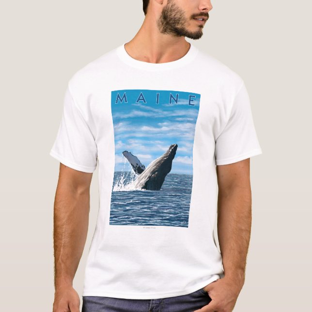 Camiseta Cena da baleia de MaineHumpback (Frente)