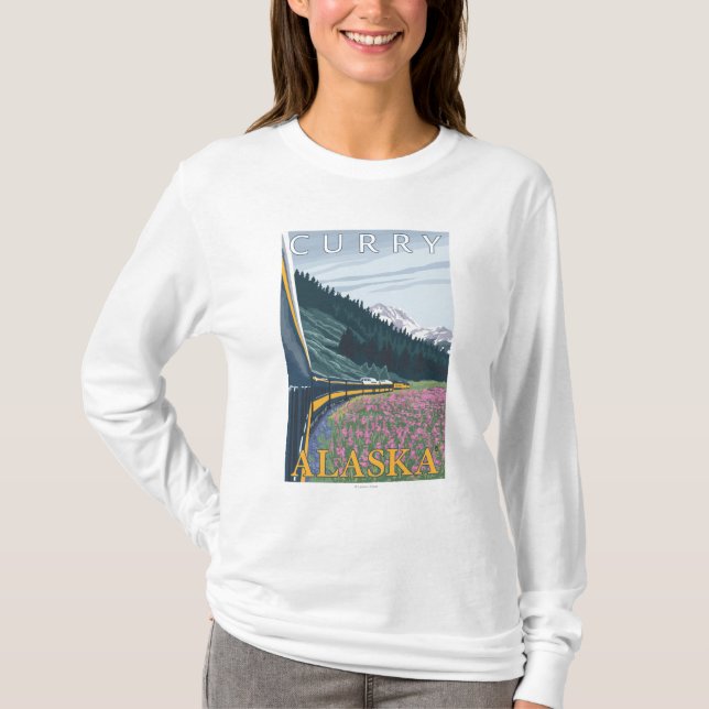 Camiseta Cena da estrada de ferro de Alaska - caril, Alaska (Frente)