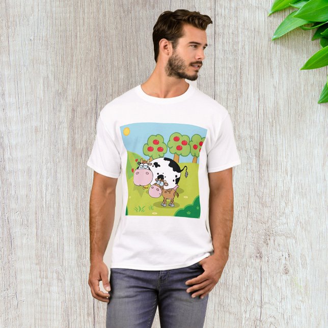 Camiseta Cena da Fazenda de Vaca e Bezerro (Criador carregado)