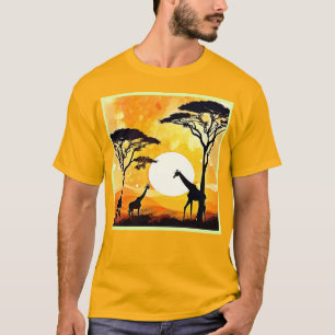 Camiseta Cena da Girafa Sunset Savannah Africana
