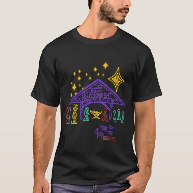 Camiseta Cena da natividade - 9:6 de Isaiah - Natal 7 (Frente)