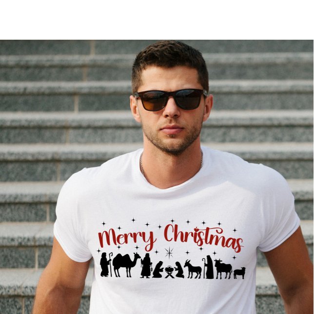 Camiseta Cena da Natividade Bonita de Natal Feliz (Criador carregado)