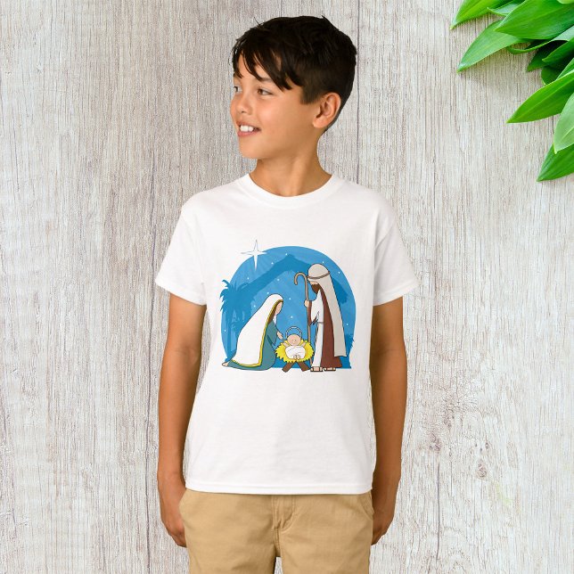 Camiseta Cena da Natividade com Mary Joseph e Baby Jesus (Criador carregado)