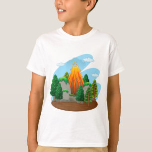 Camiseta Cena da natureza com erupção do vulcão