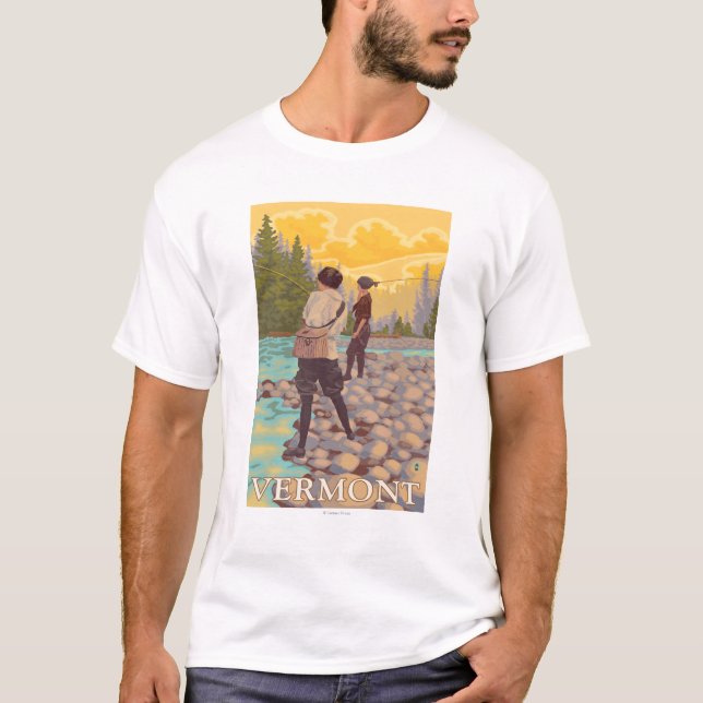 Camiseta Cena da pesca com mosca de VermontWomen (Frente)
