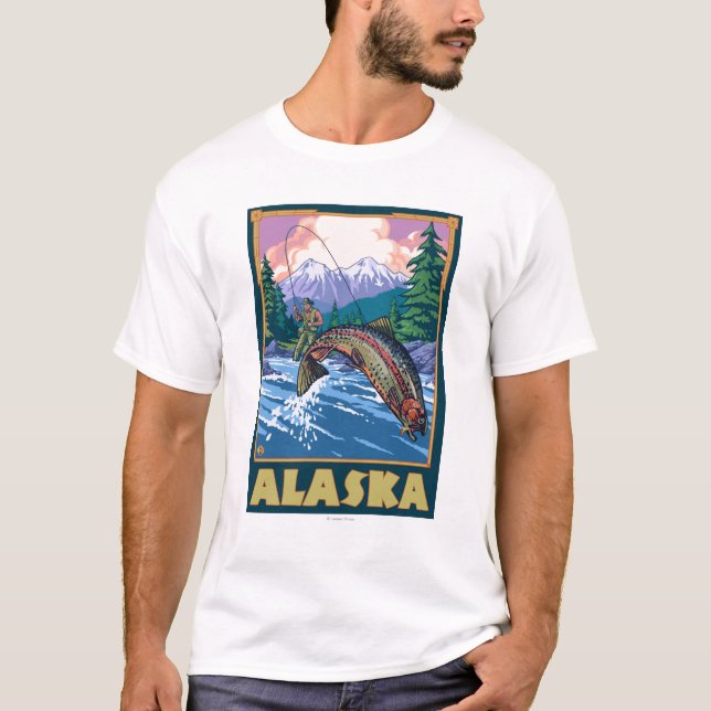 Camiseta Cena da pesca de AlaskaFly (Frente)