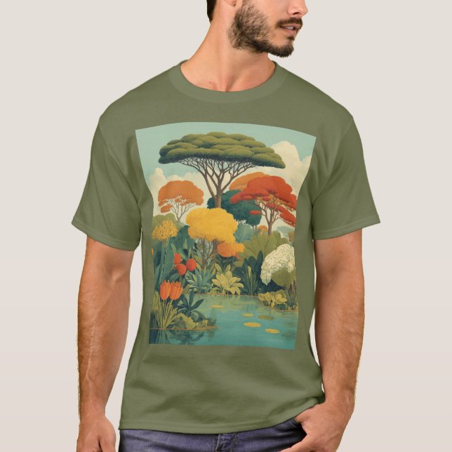 Camiseta Cena da Selva Safari Vibrante (Frente)
