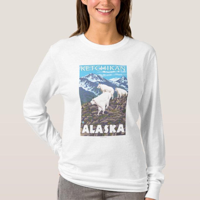 Camiseta Cena das cabras de montanha - Ketchikan, Alaska (Frente)