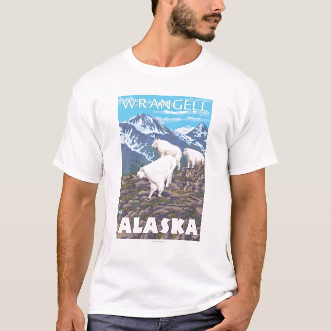 Camiseta Cena das cabras de montanha - Wrangell, Alaska (Frente)