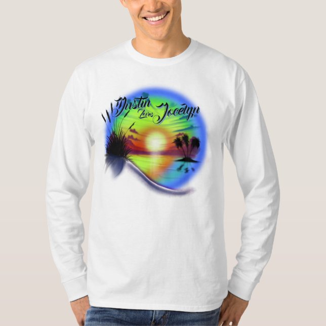 Camiseta Cena de Airbrush Beach #02 T-Shirt personalizada (Frente)