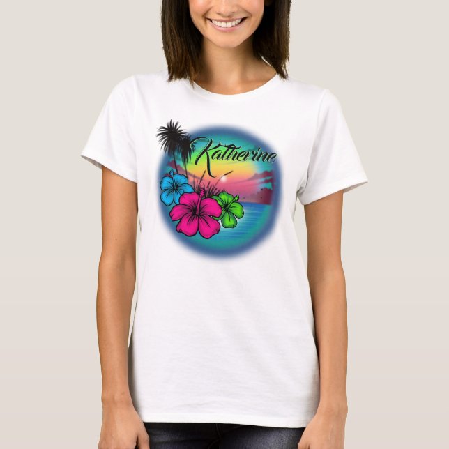 Camiseta Cena de Airbrush Beach #03 T-Shirt personalizada (Frente)