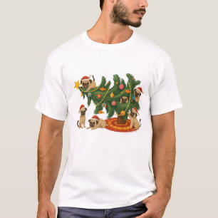 Camiseta Cena de árvore de Natal com Pug fofo – Cães engraç