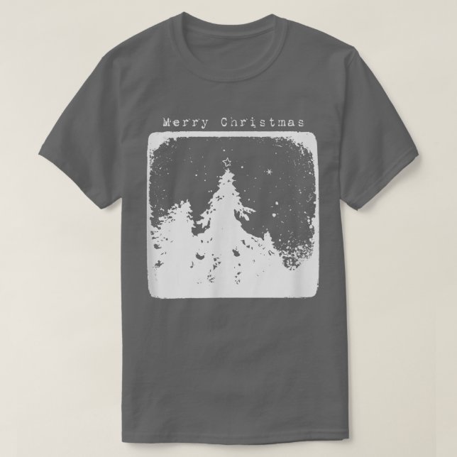 Camiseta Cena de árvore verde-neve, Feliz Natal (Frente do Design)