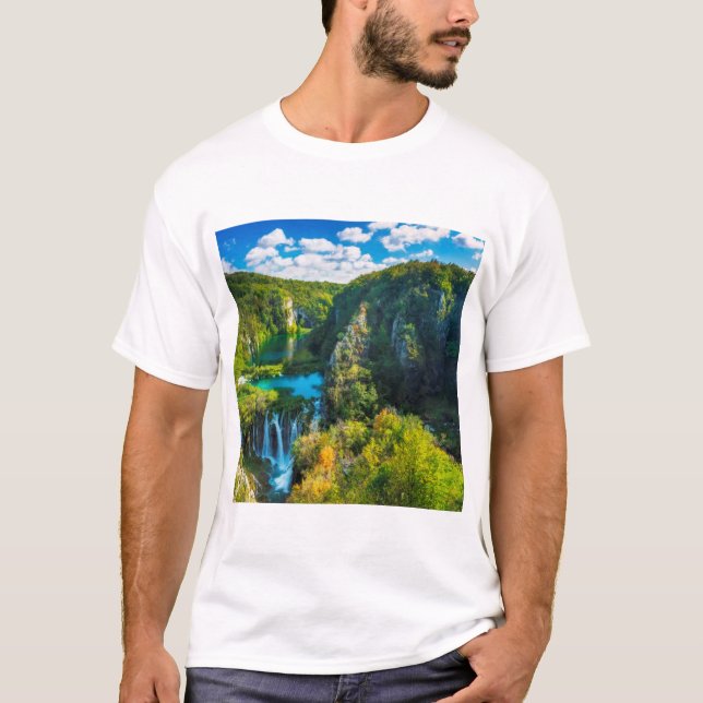 Camiseta Cena de cachoeira Elegante, Croácia (Frente)