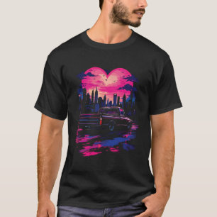 Camiseta Cena de cidade de caminhão C10 clássico coração de