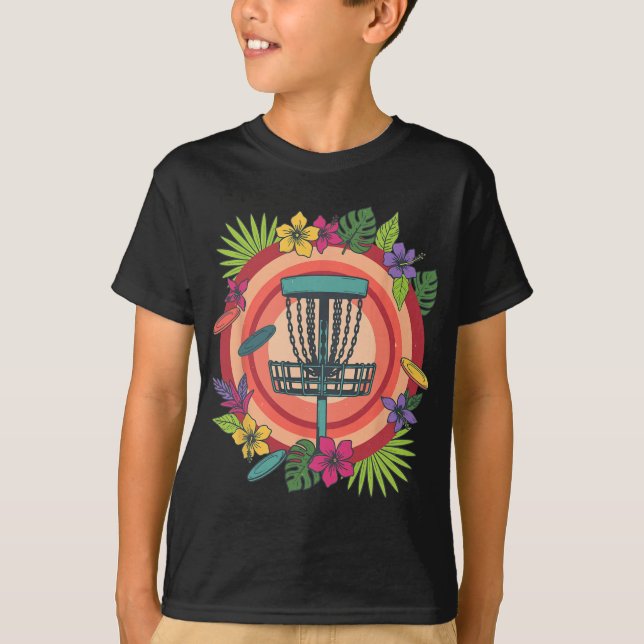 Camiseta Cena de Disco Voador de Disc Golf Tropical  (Frente)