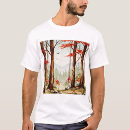 Camiseta Cena de floresta outonal