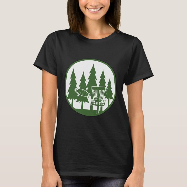 Camiseta Cena de golfe de disco florestal Disco voador Fris (Frente)