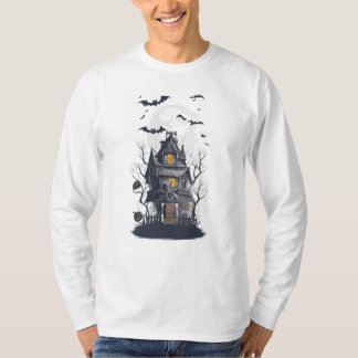 Camiseta Cena de Halloween de Mansão Assombrada