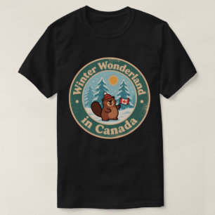 Camiseta Cena de Inverno Canadense Vintage