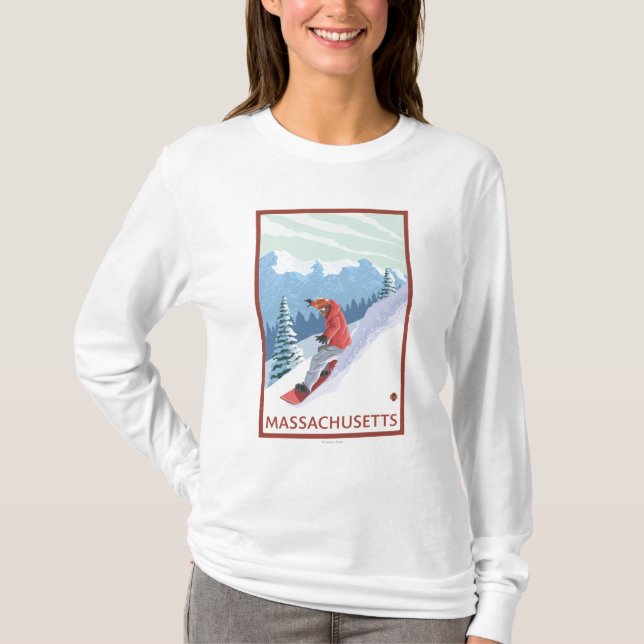 Camiseta Cena de MassachusettsSnowboarder (Frente)