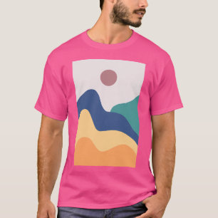 Camiseta Cena de Montanha de Vetor Digital Colorida Ativa