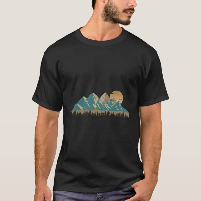 Camiseta Cena De Montanha Em Acampamento No Curso Exterior (Frente)