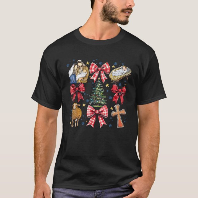 Camiseta Cena de Natividade do Arco de Natal de Jesus Birth (Frente)
