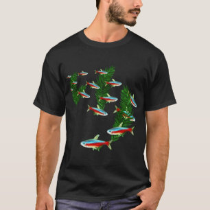 Camiseta Cena de natureza de aquário vibrante com cardume d