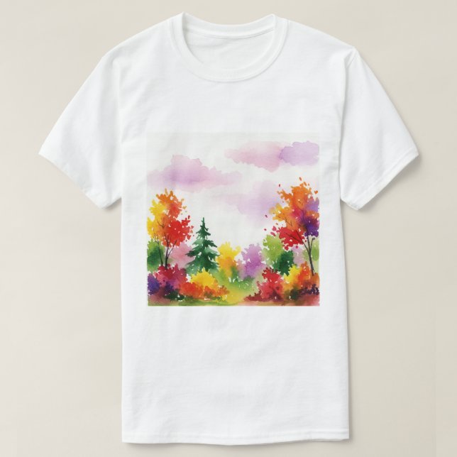 Camiseta Cena de outono colorida (Frente do Design)
