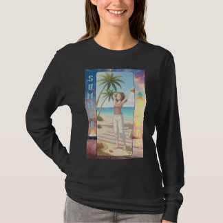 Camiseta Cena de Praia de Anime Vibes de Verão – Arte de Pe