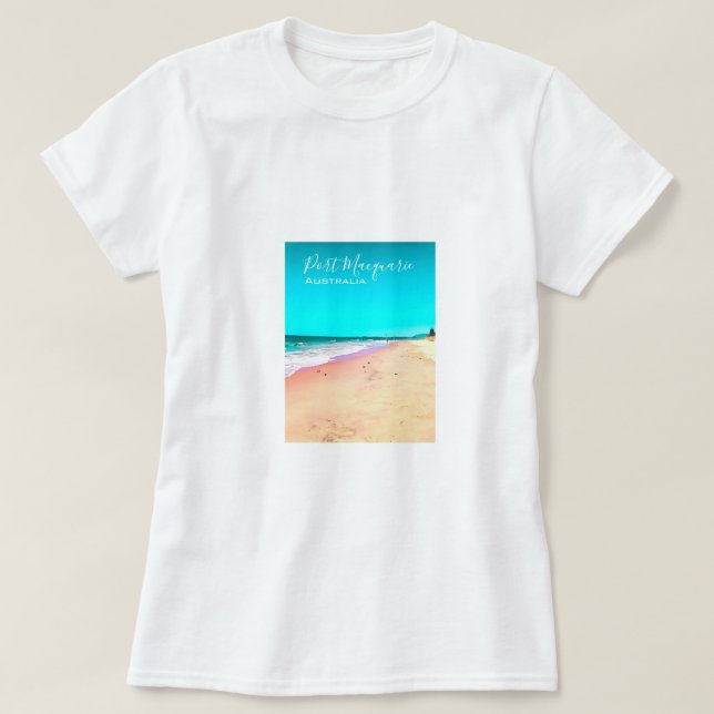 Camiseta Cena de praia de Port Macquarie, Austrália (Frente do Design)